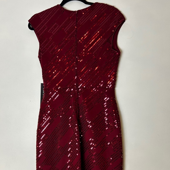 Luxology Red Sequin Cocktail Dress, Short Sleeve Party Dress Size Small - Picture 2 of 7